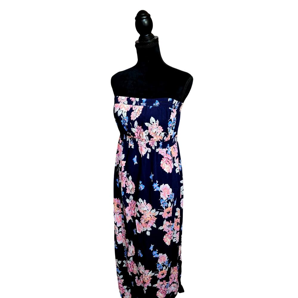 Old Navy Maternity Tube Maxi Dress Size XL Floral Smocked Boho Cottage Tropical - Picture 6 of 9